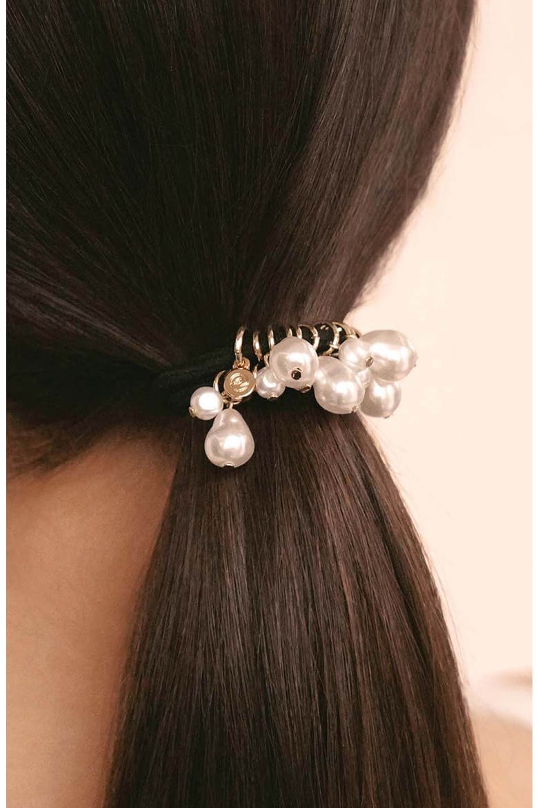 Mermaid Imitation Pearl Ponytail Holder, Alternate, color, GOLD