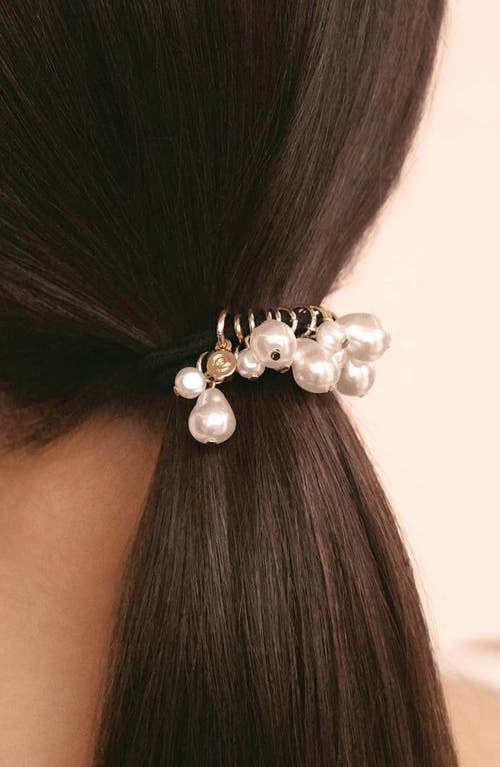 Ettika Mermaid Imitation Pearl Ponytail Holder In Black