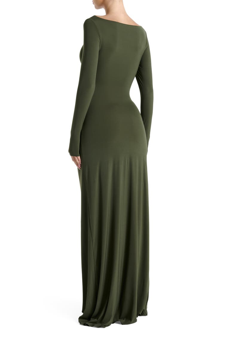 Tie Waist Long Sleeve Maxi Dress, Alternate, color, DARK OLIVE