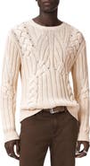 John Varvatos Dauphine Cabled Cotton Crewneck Sweater