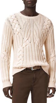 John Varvatos Dauphine Cabled Cotton Crewneck Sweater
