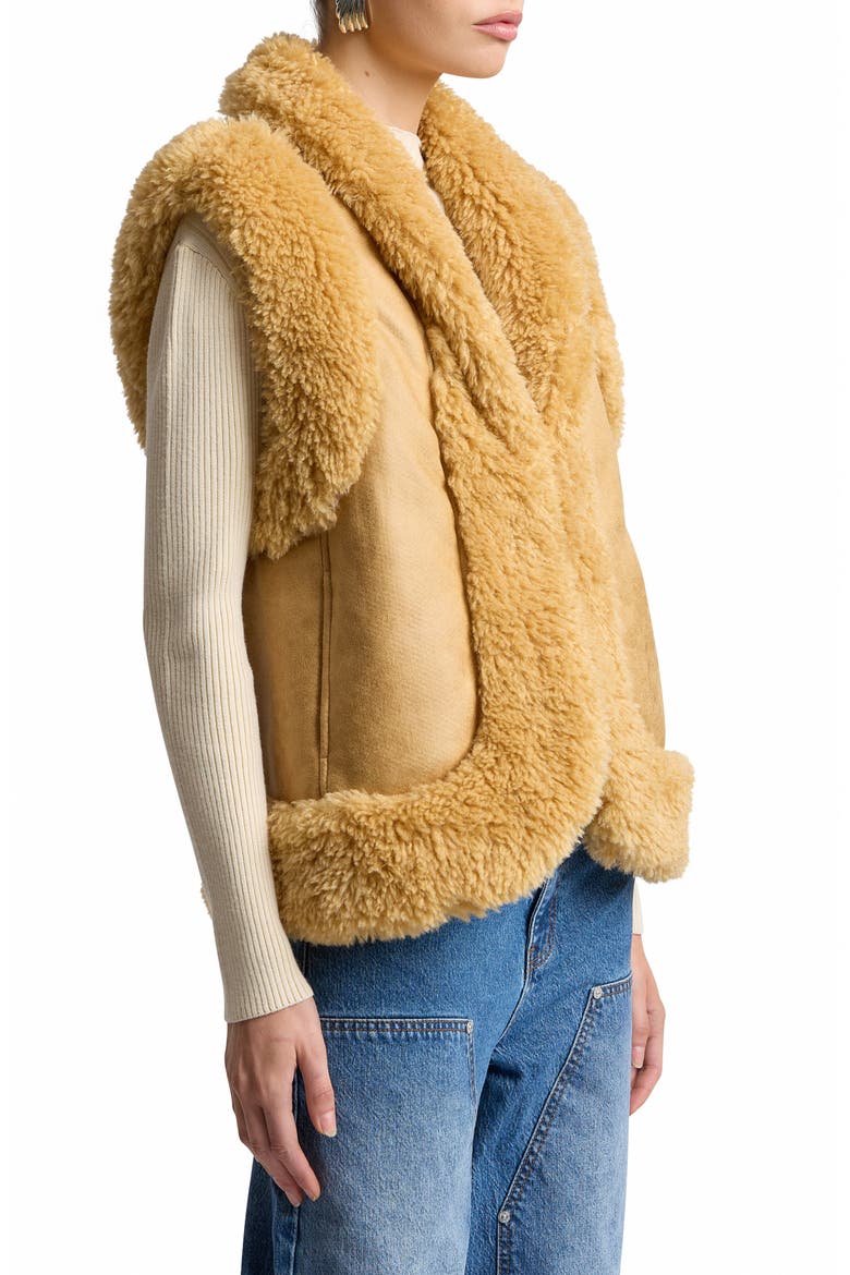 Faux Shearling Vest, Alternate, color, TOFFEE