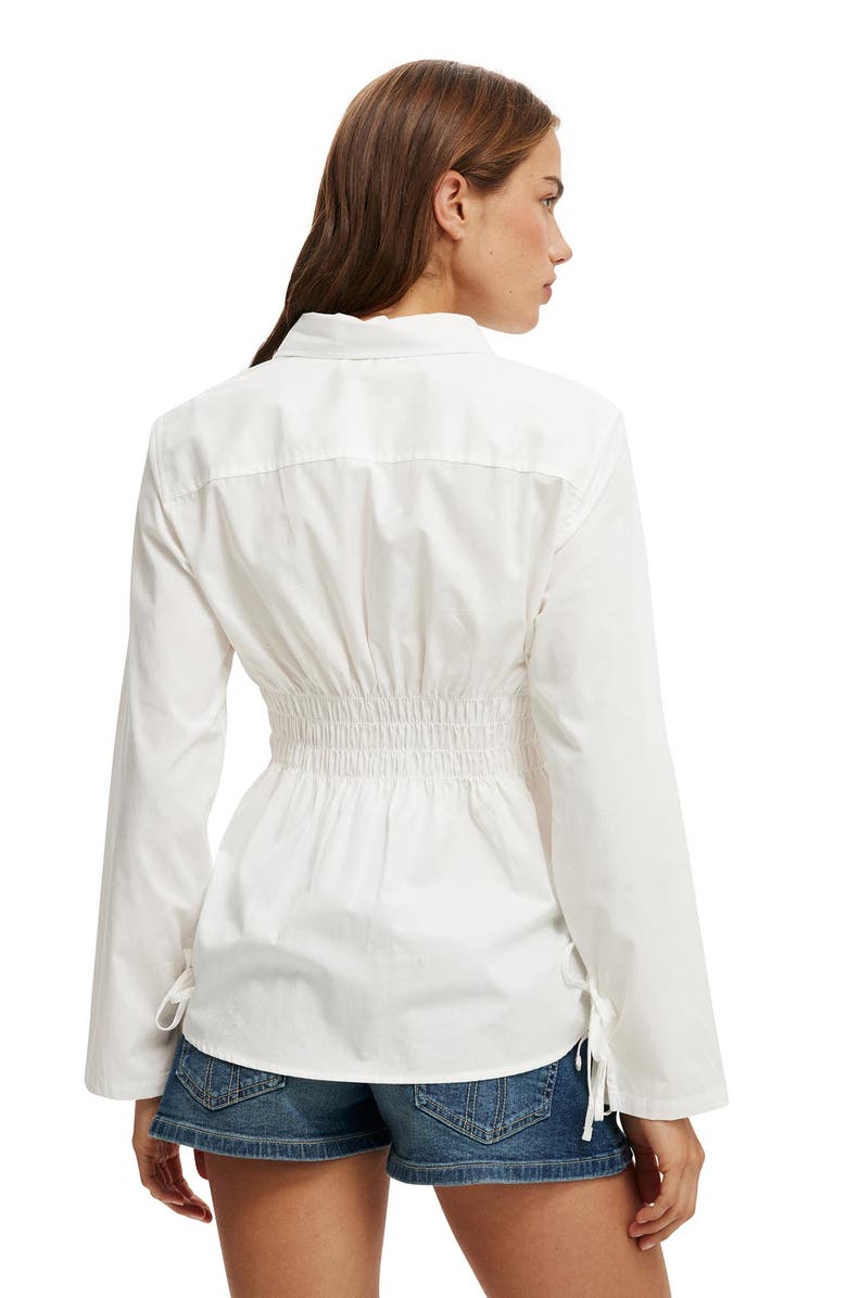 Cotton On Women's Gathered Long Sleeve Shirt, Alternate, color, White
