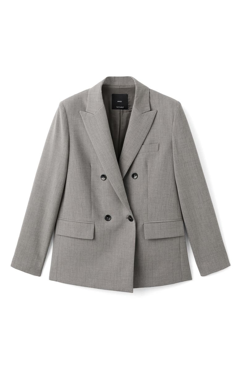 MANGO Double Breasted Blazer, Alternate, color, Grey