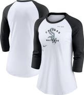 Nike Women's Nike White/Black Chicago White Sox Next Up Tri-Blend Raglan 3/4-Sleeve T-Shirt