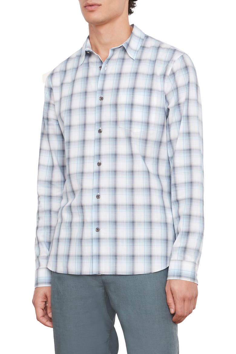 Atwater Plaid Long Sleeve Button-Up Shirt, Main, color, LT DELFT