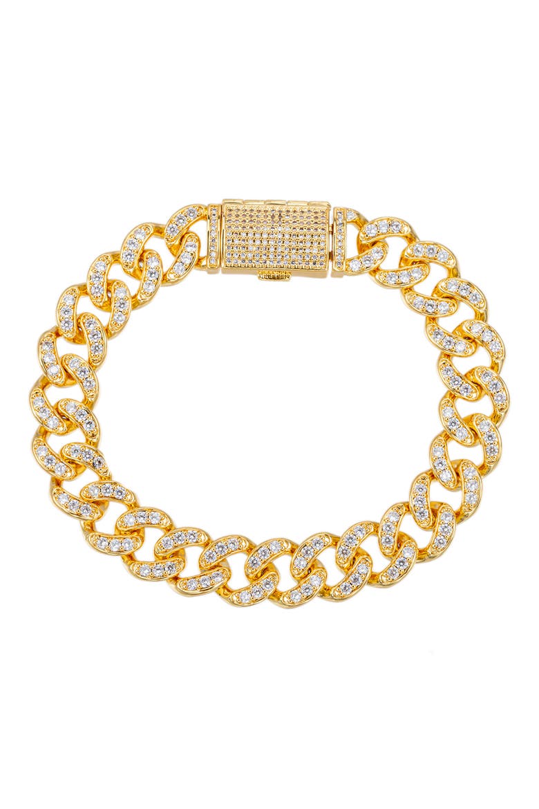 Men's Fabrice Pavé Cubic Zirconia Cuban Link Bracelet, Main, color, GOLD