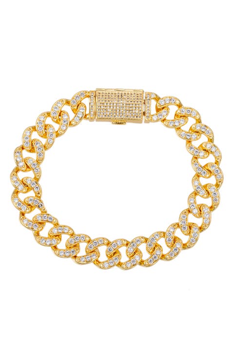 Men's Fabrice Pavé Cubic Zirconia Cuban Link Bracelet