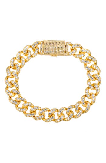 Eye Candy Los Angeles Fabrice Pavé Cubic Zirconia Cuban Link Bracelet In Gold
