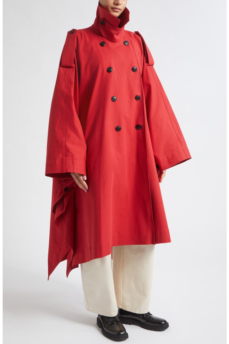 Cape Stretch Cotton Trench Coat, Alternate, color, CHERRY