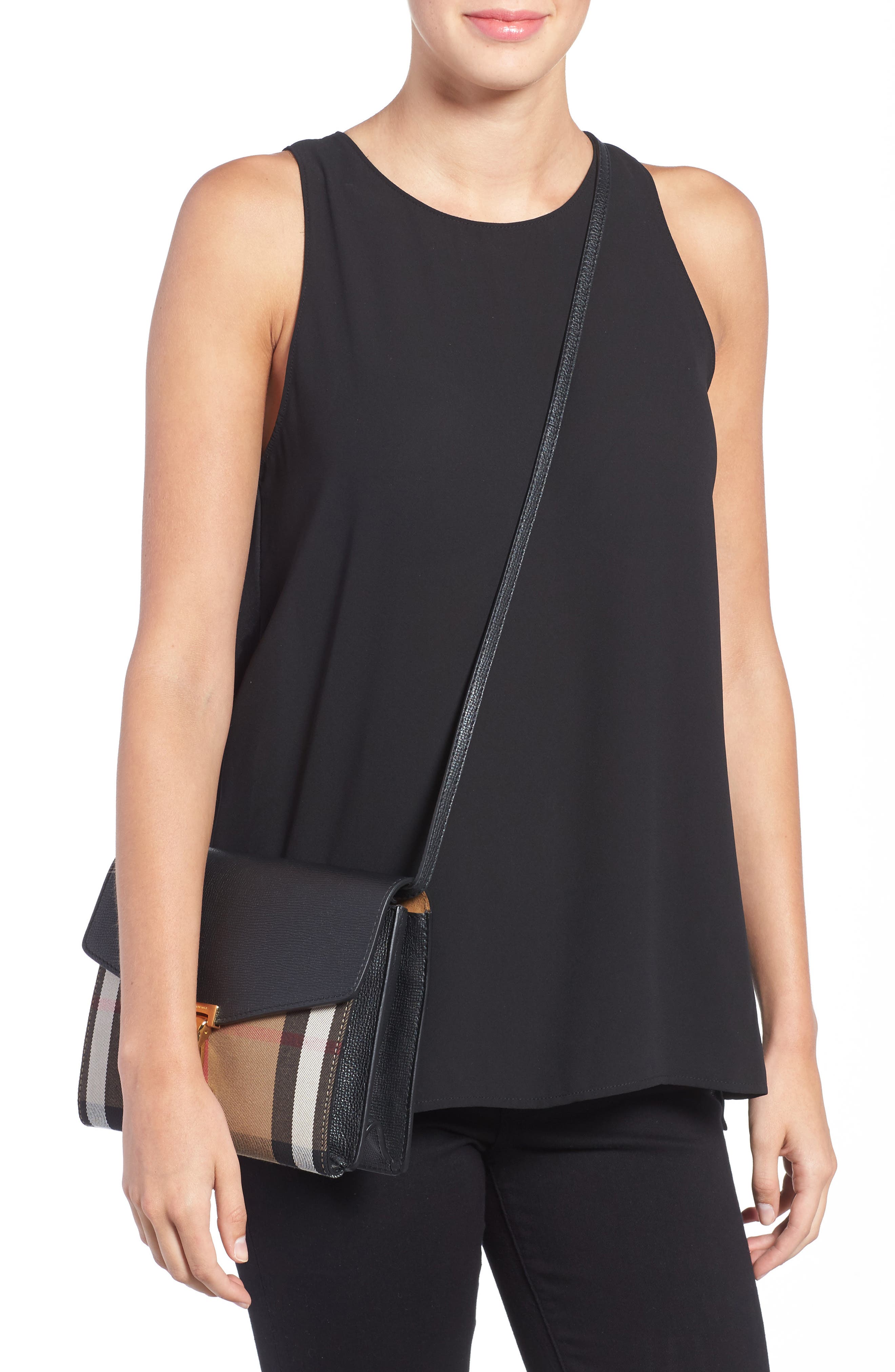 Burberry 'Small Macken' Check Crossbody Bag, Alternate, color, 