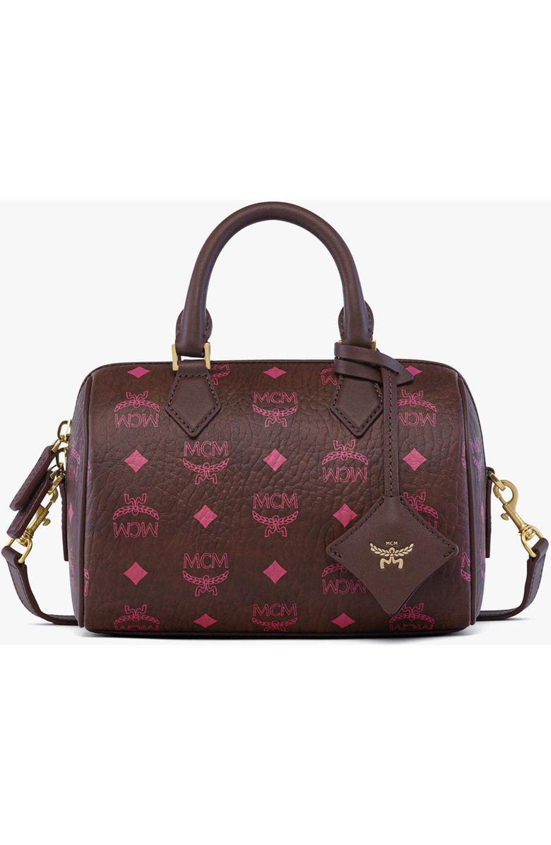 MCM Ella Boston Bag in Maxi Visetos, Main, color, Cinnamon