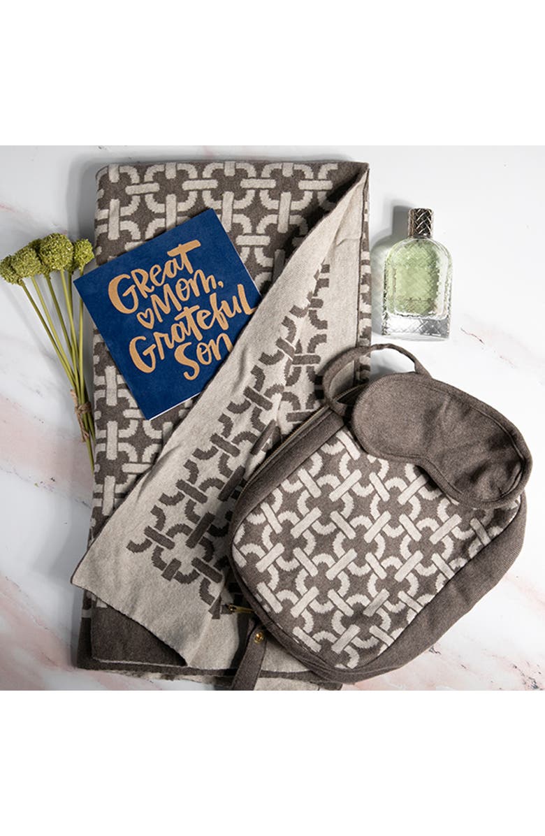 Pink Lemonade Chains Organic Cotton Travel Blanket and Eye Mask Set, Alternate, color, Brown