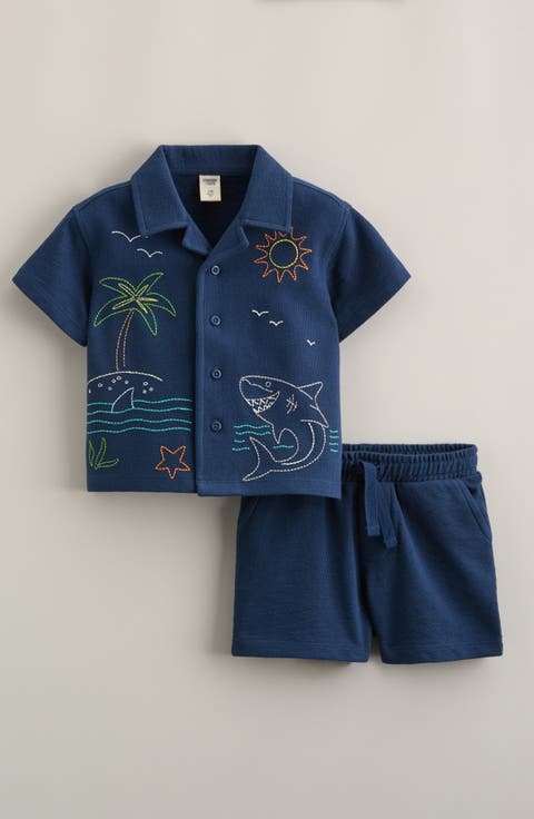 Embroidered Knit Shirt & Shorts Set (Baby)