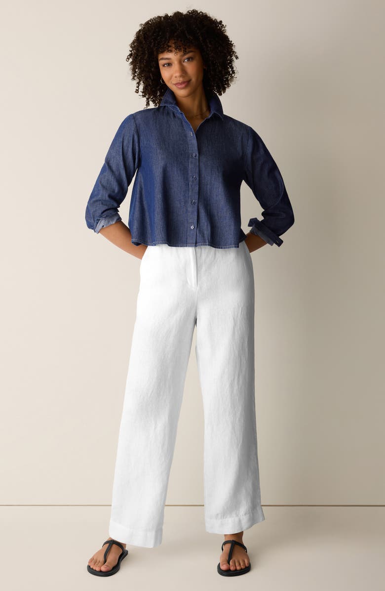 Eileen Fisher Button Front Denim Shirt, Alternate, color, Dark Indigo