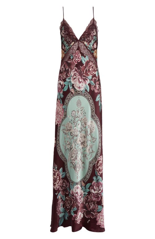Camilla V Neck Long Bias Silk Slip Dress With Train If These Tiles Could Talk In Burgundy