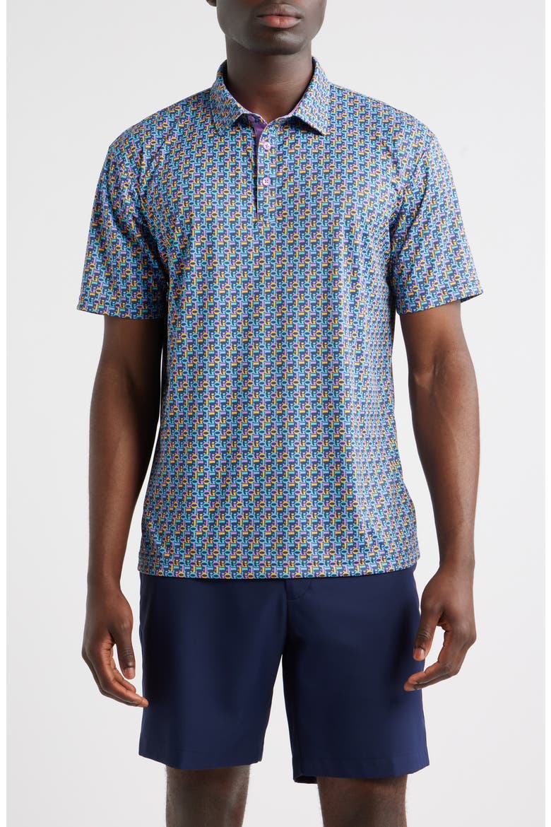 Slomo Patterned Athletic Fit Performance Polo, Main, color, VIOLET