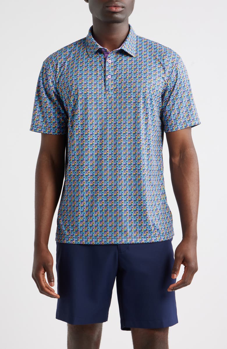 Swannies Slomo Patterned Athletic Fit Performance Polo, Main, color, Violet