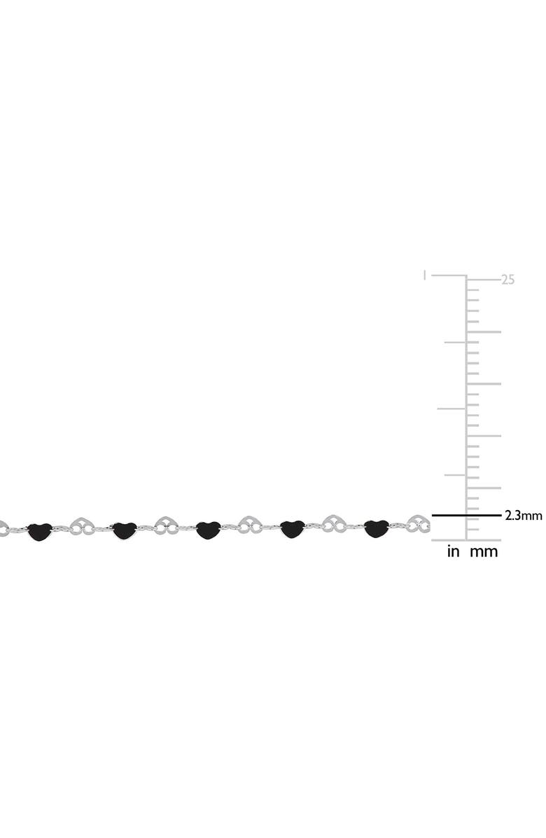 DELMAR Sterling Silver Black Enamel Station Heart Link Necklace, Alternate, color, Silver