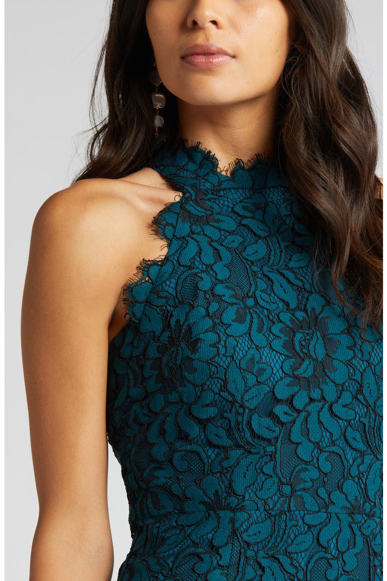 Mock Neck Lace Sheath Dress, Alternate, color, TEAL