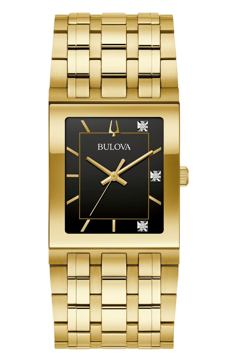 BULOVA Quandra Diamond Bracelet Watch, 30mm, Main, color, Gold