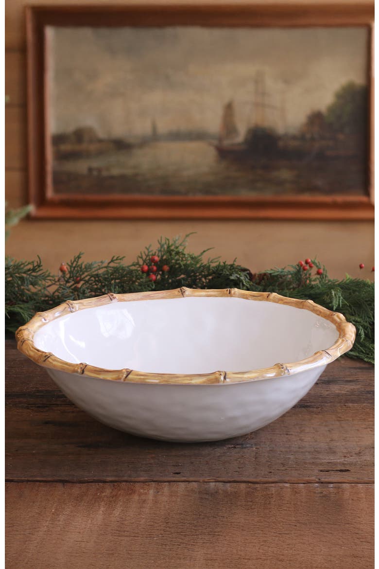 Vida Cane Large Salad Bowl, Alternate, color, White