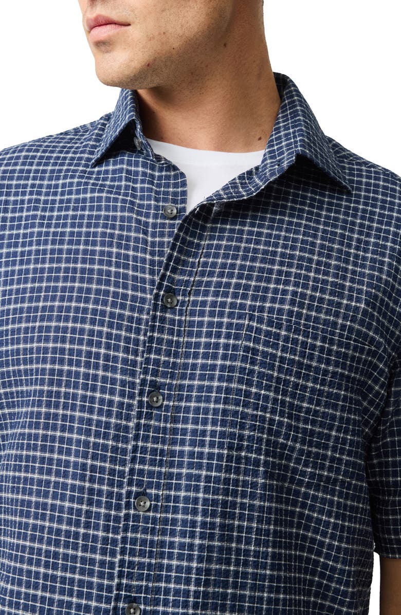 Rodd & Gunn Gowenbridge Short Sleeve Textured Cotton Button-Up Shirt, Alternate, color, Navy