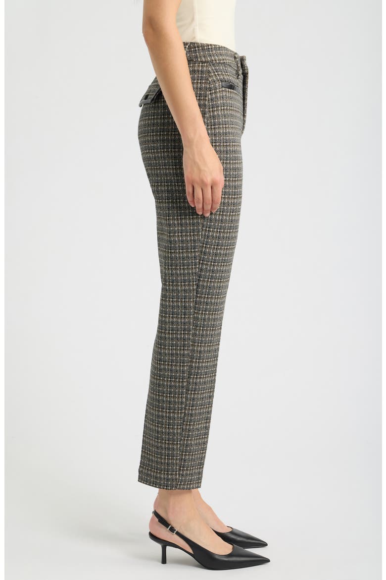 Faux Leather Trim Tweed Pants, Alternate, color, BLK TAN MN CHCK