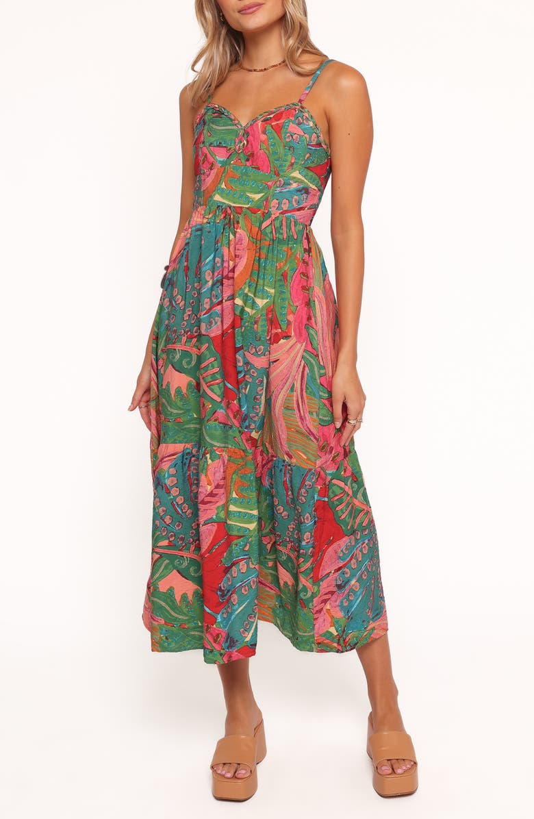 Petal & Pup Eleonora Fit & Flare Midi Dress, Main, color, Calypso Coral