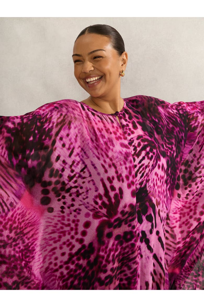 Animal Print Kaftan Dress, Alternate, color, Pink