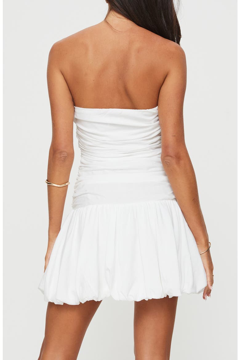 Glamour Girl Strapless Bubble Hem Minidress, Alternate, color, WHITE