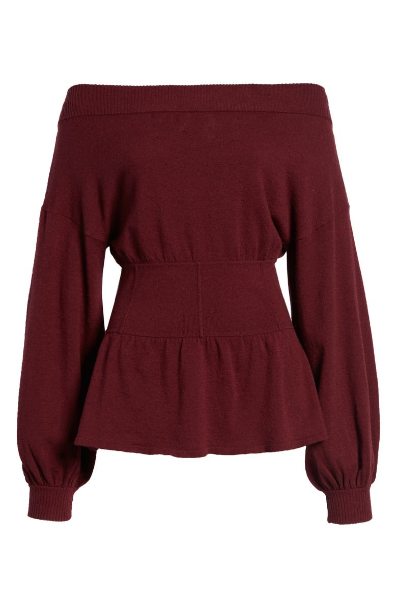 Something Navy Waist Detail Off the Shoulder Sweater, Alternate, color, 