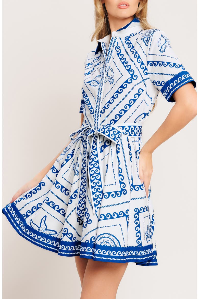 Printd Belted Shirtdress, Alternate, color, WHITE/ BLUE