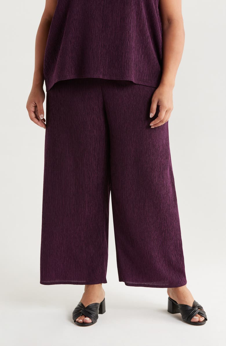 Eileen Fisher Crinkled High Waist Ankle Wide Legs, Main, color, 