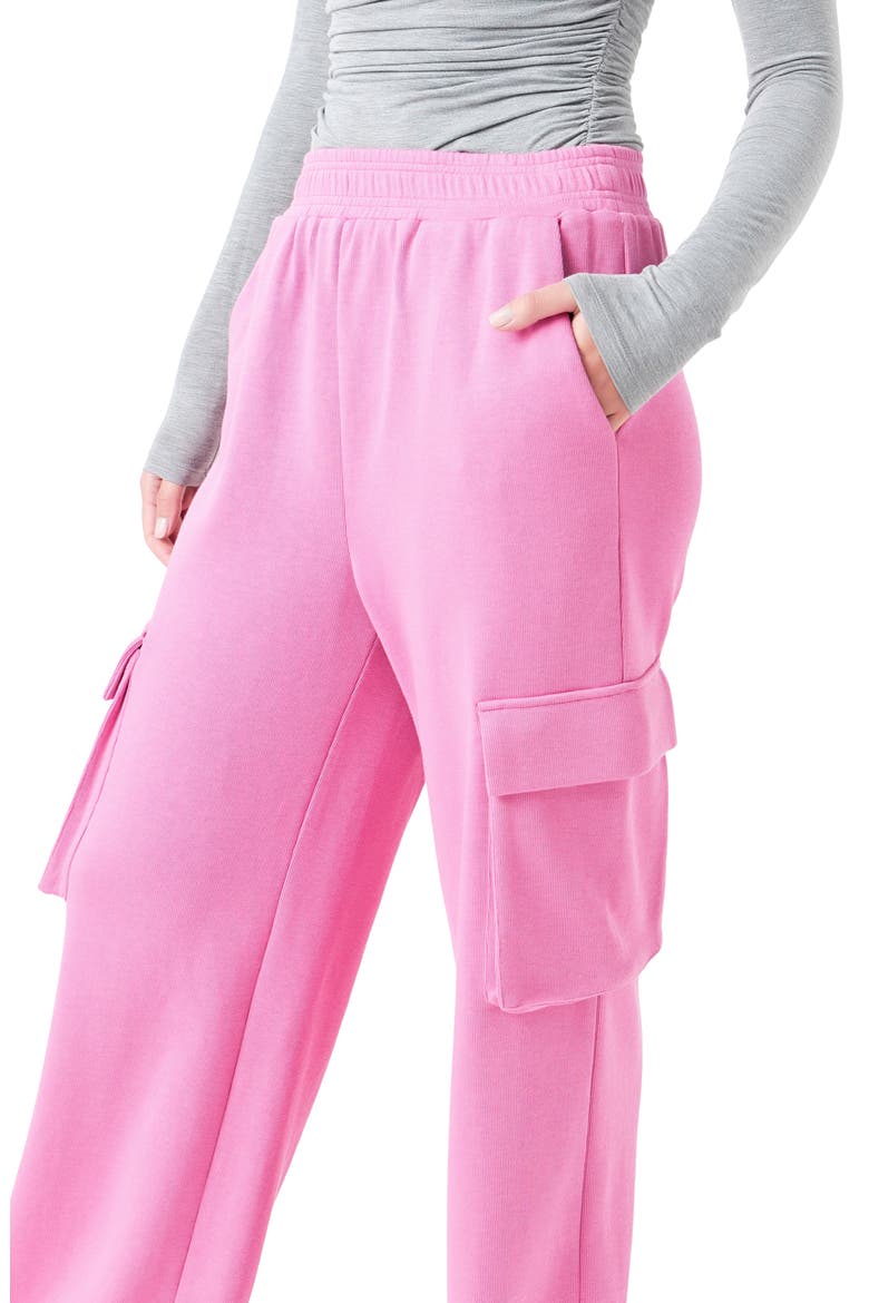Stretch Cotton Knit Wide Leg Pants, Alternate, color, PINK