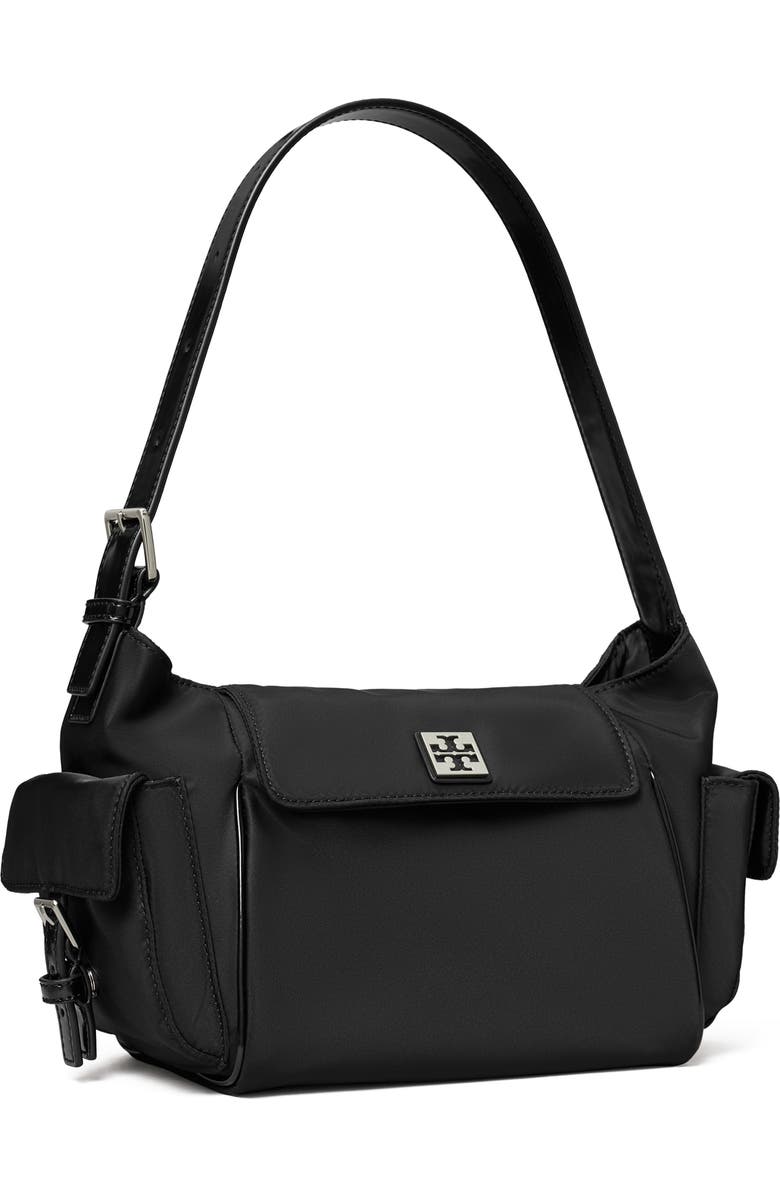 Tory Burch Virginia Pocket Nylon Shoulder Bag, Alternate, color, Black