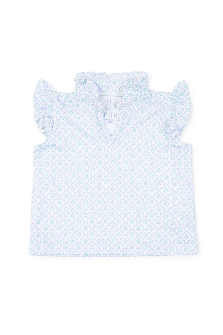 Ellie Girls' Sleeveless Ruffled Top by LH Sport, Main, color, Trellis Bloom Blue