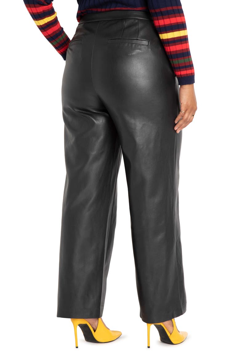 Wide Leg Faux Leather Pants, Alternate, color, BLACK