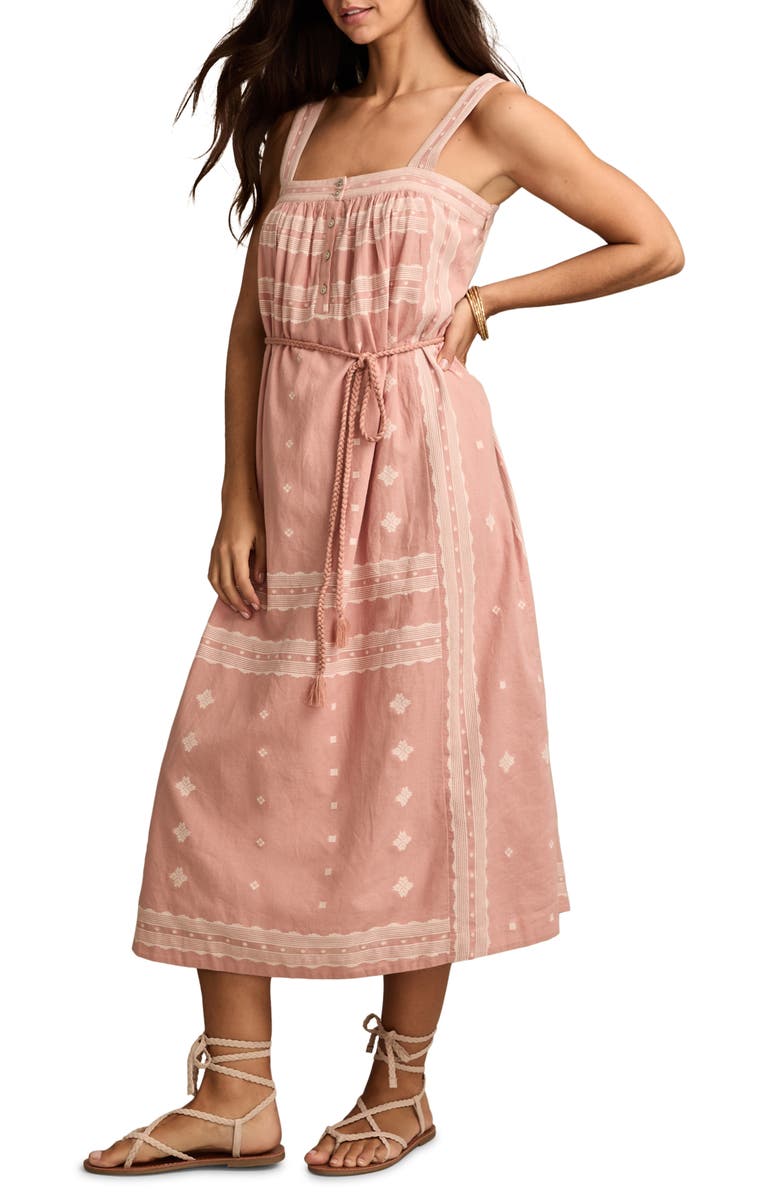 Lucky Brand Mixed Print Cotton Midi Sundress, Alternate, color, Blush