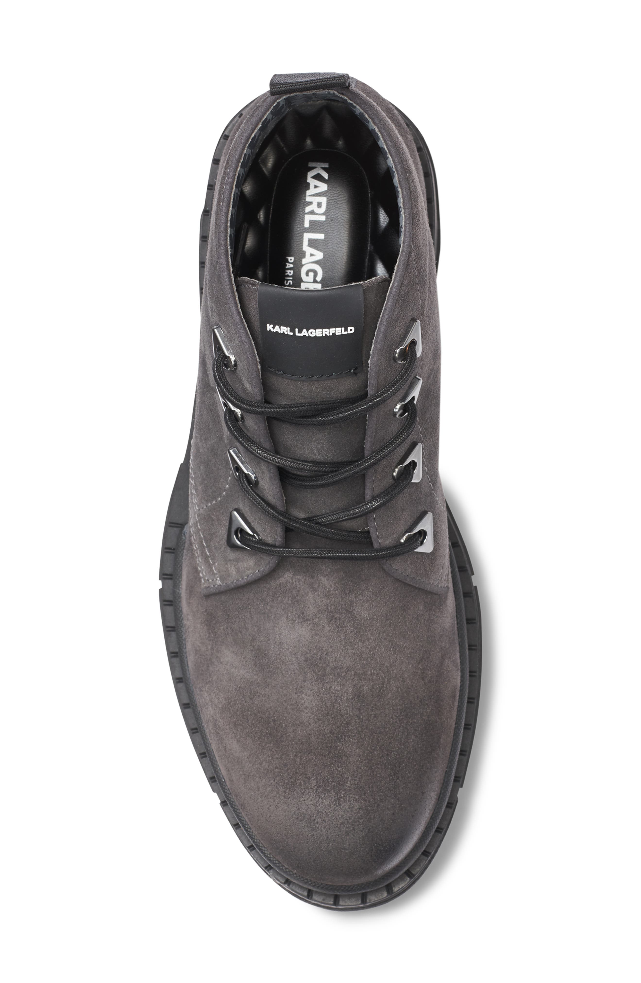 KARL LAGERFELD PARIS Suede Lug Chukka Boot, Alternate, color, Grey