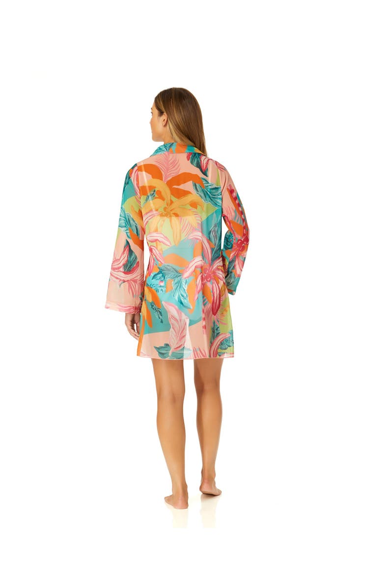 Anne Cole Women's 3/4 Sleeve Tie Open Front Cover Up, Alternate, color,