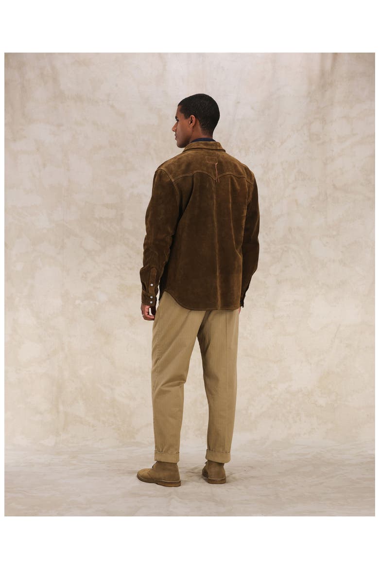Ranch Texan Suede Leather Shirt, Alternate, color, BROWN