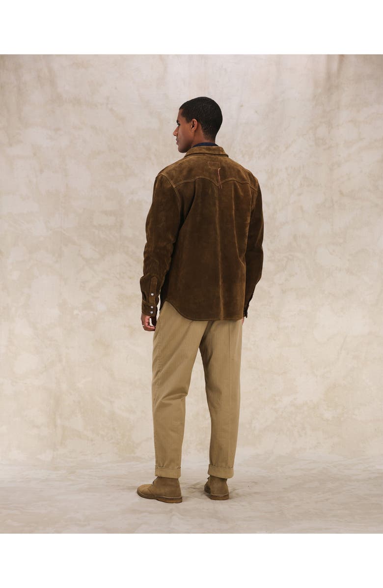 Fortela Ranch Texan Suede Leather Shirt, Alternate, color, Brown