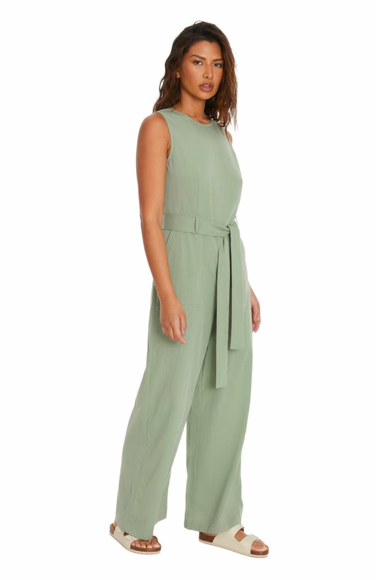 QUIZ Linen Culotte Jumpsuit, Alternate, color, 
