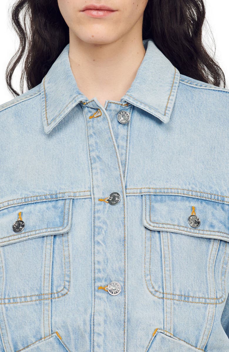 SANDRO Paloma Denim Jacket, Alternate, color, 