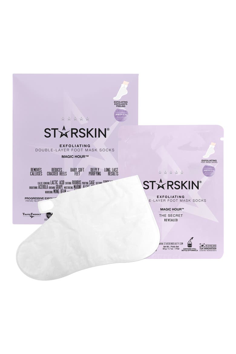 Starskin® Magic Hour Exfoliating Double-Layer Foot Mask Socks, Main, color, NO COLOR