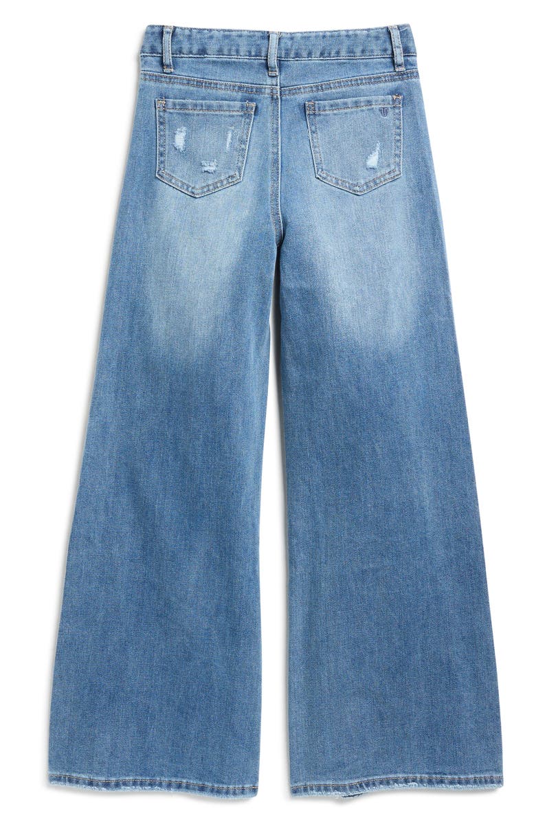 Tractr Kids' Distressed Wide Leg Jeans, Alternate, color, Indigo
