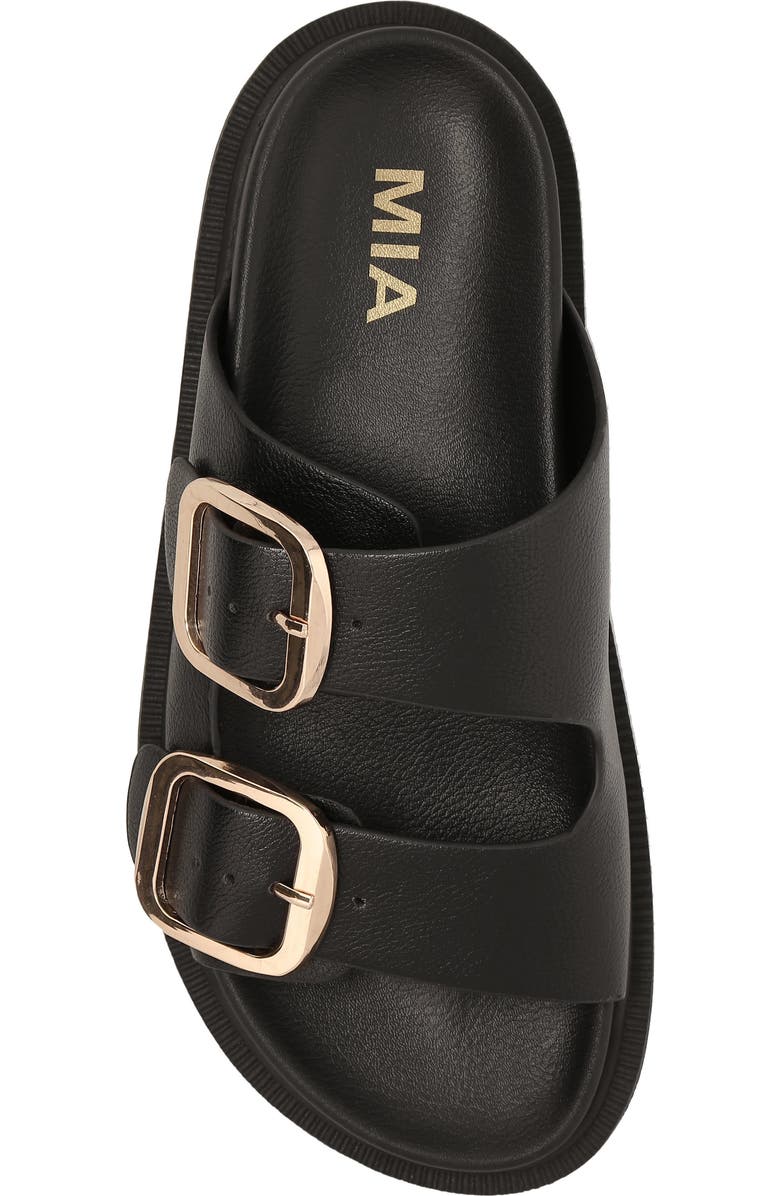 MIA Alttar Slide Sandal, Alternate, color, Black W/ Gld Buckles