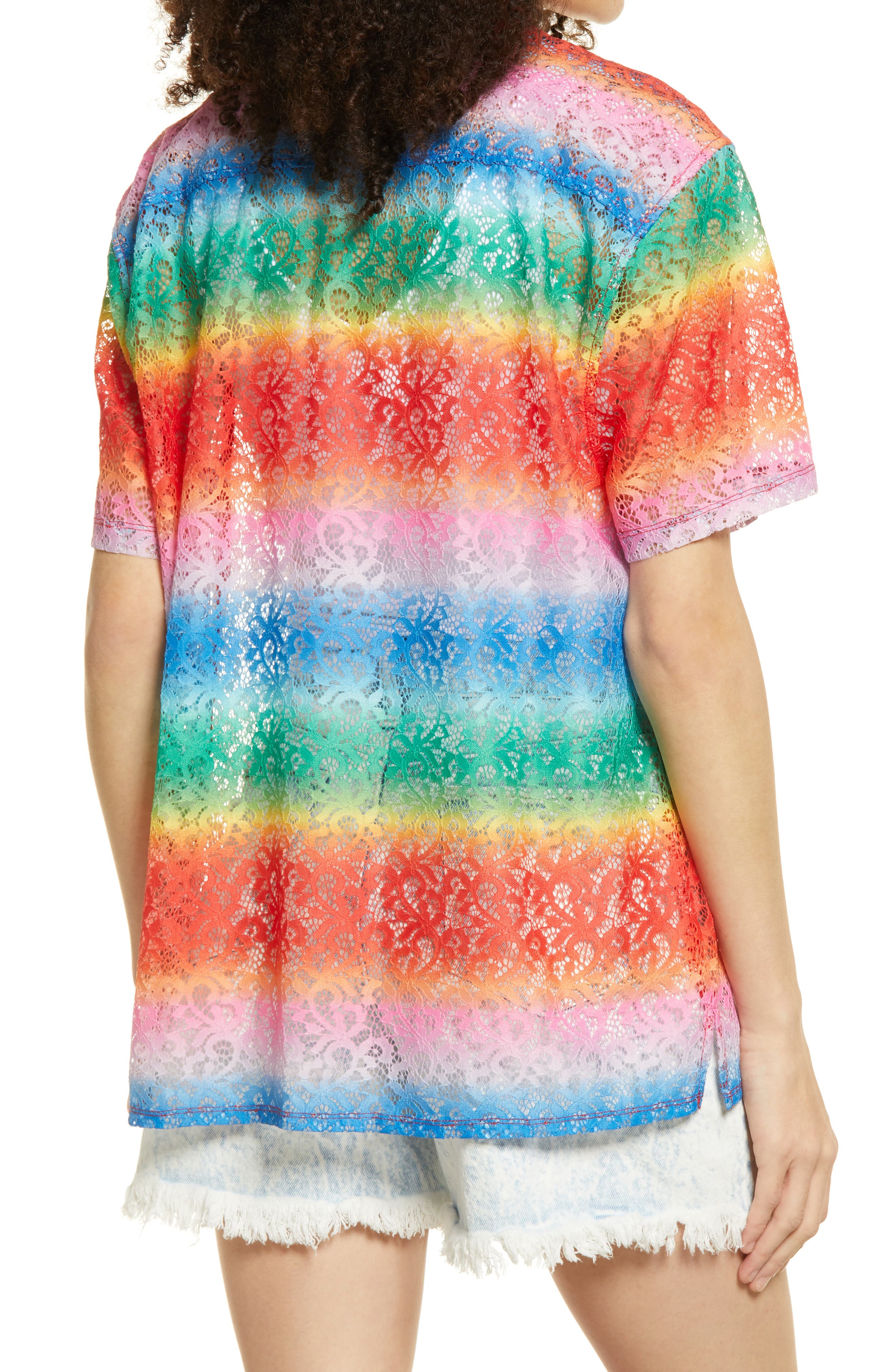 BP. Be Proud Pride Gender Inclusive Floral Lace Button-Up Shirt ...