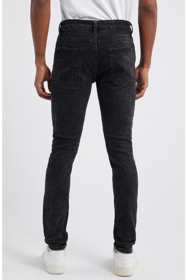 Van Winkle Stencil Skinny Jeans, Alternate, color, BLACK